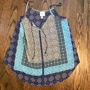 Patterned Blue Tank Top